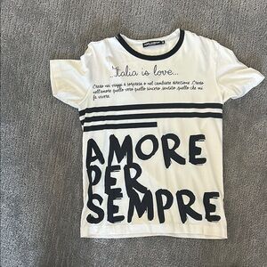 Dolce & Gabbana White and Black Short Sleeve Tee with Bold Graphic
